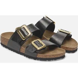 Women's Birkenstock Sydney Cushion Big Buckle Womens Birko-Flor Patent Sandals - Graceful Licorice - Black - Size: 7/C Women's Birkenstock Sydney Cushion Big Buckle Womens Birko-Flor Patent Sandals - Graceful Licorice - Black - Size: 7/C