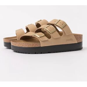 Women's Birkenstock Papillio Florida III Flex Womens Nubuck Platform Sandals - Sandcastle - Tan - Size: 7.5/C Women's Birkenstock Papillio Florida III Flex Womens Nubuck Platform Sandals - Sandcastle - Tan - Size: 7.5/C