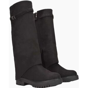 Women's XY London Womens/Ladies Amina Fold Over Knee-High Low Heel Boots - Black - Size: 8 Women's XY London Womens/Ladies Amina Fold Over Knee-High Low Heel Boots - Black - Size: 8