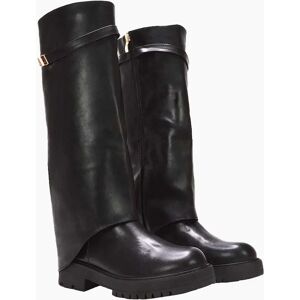 Women's XY London Womens/Ladies Amina Fold Over Knee-High Low Heel Boots - Black - Size: 7 Women's XY London Womens/Ladies Amina Fold Over Knee-High Low Heel Boots - Black - Size: 7