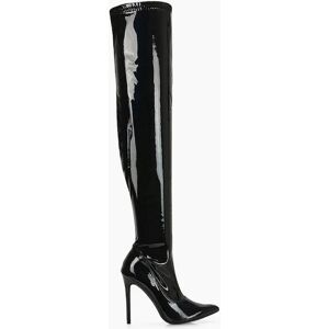 Women's XY London Womens/Ladies Piper Zip High Heel Thigh-High Boots - Black - Size: 5 Women's XY London Womens/Ladies Piper Zip High Heel Thigh-High Boots - Black - Size: 5
