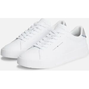 Men's Tommy Hilfiger Court Leather Detail Mens Trainer - White/Universal Grey - Size: 10.5 Men's Tommy Hilfiger Court Leather Detail Mens Trainer - White/Universal Grey - Size: 10.5