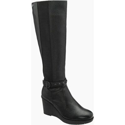 Ravel Women's Arkle Womens Knee High Wedge Boots - Black - Size: 6 Ravel Women's Arkle Womens Knee High Wedge Boots - Black - Size: 6