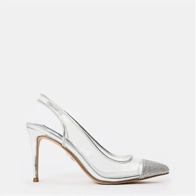 Steve Madden Women's Leena Metallic Textured Toe Slingback Pumps - Silver - Size: 4 Steve Madden Women's Leena Metallic Textured Toe Slingback Pumps - Silver - Size: 4