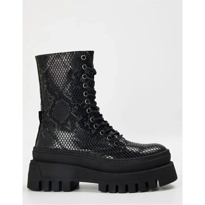 Steve Madden Women's Coast Snake Patterned Platform Boots - Black - Size: 3 Steve Madden Women's Coast Snake Patterned Platform Boots - Black - Size: 3