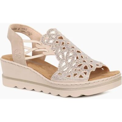 Rieker Women's Honduras Womens Wedge Heel Sandals - Tan - Size: 6 Rieker Women's Honduras Womens Wedge Heel Sandals - Tan - Size: 6
