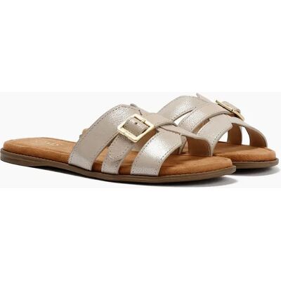 Women's TOMS Sol Mule Leather Women's Champagne Sandals - Gold - Size: 8 Women's TOMS Sol Mule Leather Women's Champagne Sandals - Gold - Size: 8