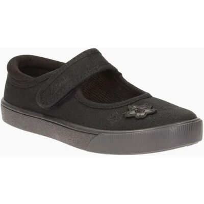 Clarks Girl's Hopper Go Girls' Black Canvas Plimsolls - Size: 1.5 (older)/F (Standard) Clarks Girl's Hopper Go Girls' Black Canvas Plimsolls - Size: 1.5 (older)/F (Standard)
