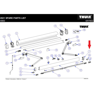 Thule LH + RH ENDCAP LEADRAIL 4900 ANTHR.