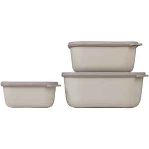 Mepal Cirqula Multi Bowl Set Rectangular High 3-piece 750 / 1500 / 3000 Ml Nordic White