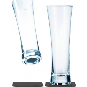 Silwy® Magnetic Beer Crystal Glasses With Coaster 4pcs. (330 Ml)