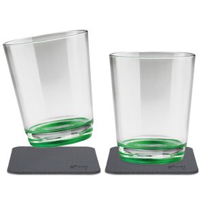 Silwy® Tritan Magnet Glasses With Coaster Set Of 2 (250 Ml) Green