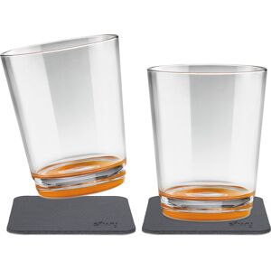 Silwy® Tritan Magnetic Glasses With Coaster Set Of 2 (250 Ml) Orange