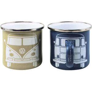 VW Collection T1 Bus Enamel Mugs Set 2 Pieces 350 Ml Blue / Grey