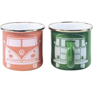 VW Collection T1 Bus Enamel Mugs Set 2 Pieces 350 Ml Green / Pink