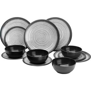 Flamefield Granite Melamine Tableware Set 12-pcs Grey