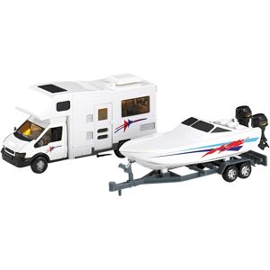 Happy People Miniature Camper With Boat Trailer