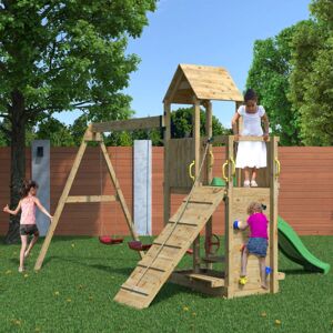 Shire Summit Wooden Climbing Frame with Double Swing and Slide - Floppi