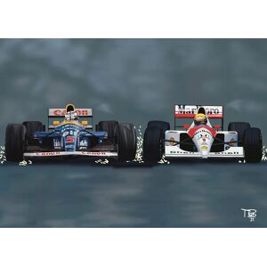 Race Crate Ayrton Senna vs Nigel Mansell Art Print - A4 Male