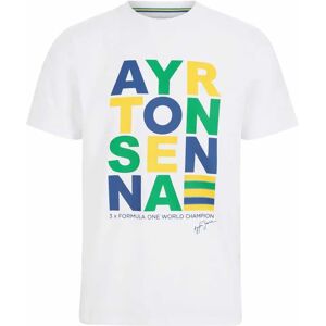 Ayrton Senna Collection Ayrton Senna FW Mens Stripe Graphic Tee (White) - Medium Adults Male