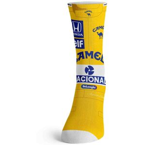 Race Crate Ayrton Senna 1987 Lotus Racing Socks (Yellow) - L (7-11 UK Size) Male