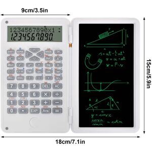 SHEIN Calculator with 6 Inch Erasable LCD Writing Tablet, Ultra Thin Scientific Calculator 10 Digits Foldable Multifunctional Desk Calculator Portable for School Office Home White one-size