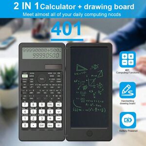 SHEIN 991MS Scientific Calculator With LCD Writing Tablet, 401 Function Solar Energy Science Calculators Notepad, Professional Foldable Calculators,Electronic Board Drawing/Memo Pads For School/College/Work/Office/Business/Researchers/Students/Teachers Bl