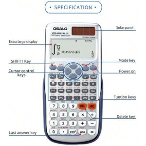 SHEIN Handheld Desk Calculator With Large Key Buttons, 12 Digits, Large Eye-Angled Display, Solar And Battery Powered For Home And Office Multicolor one-size