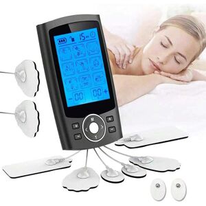 SHEIN EMS TENS Unit Muscle Stimulator, 36 Modes Dual Channel Electronic Pulse Massager For Pain Relief/Management & Muscle Strength Rechargeable TENS Machine With 8 Pcs Electrode Pads Black