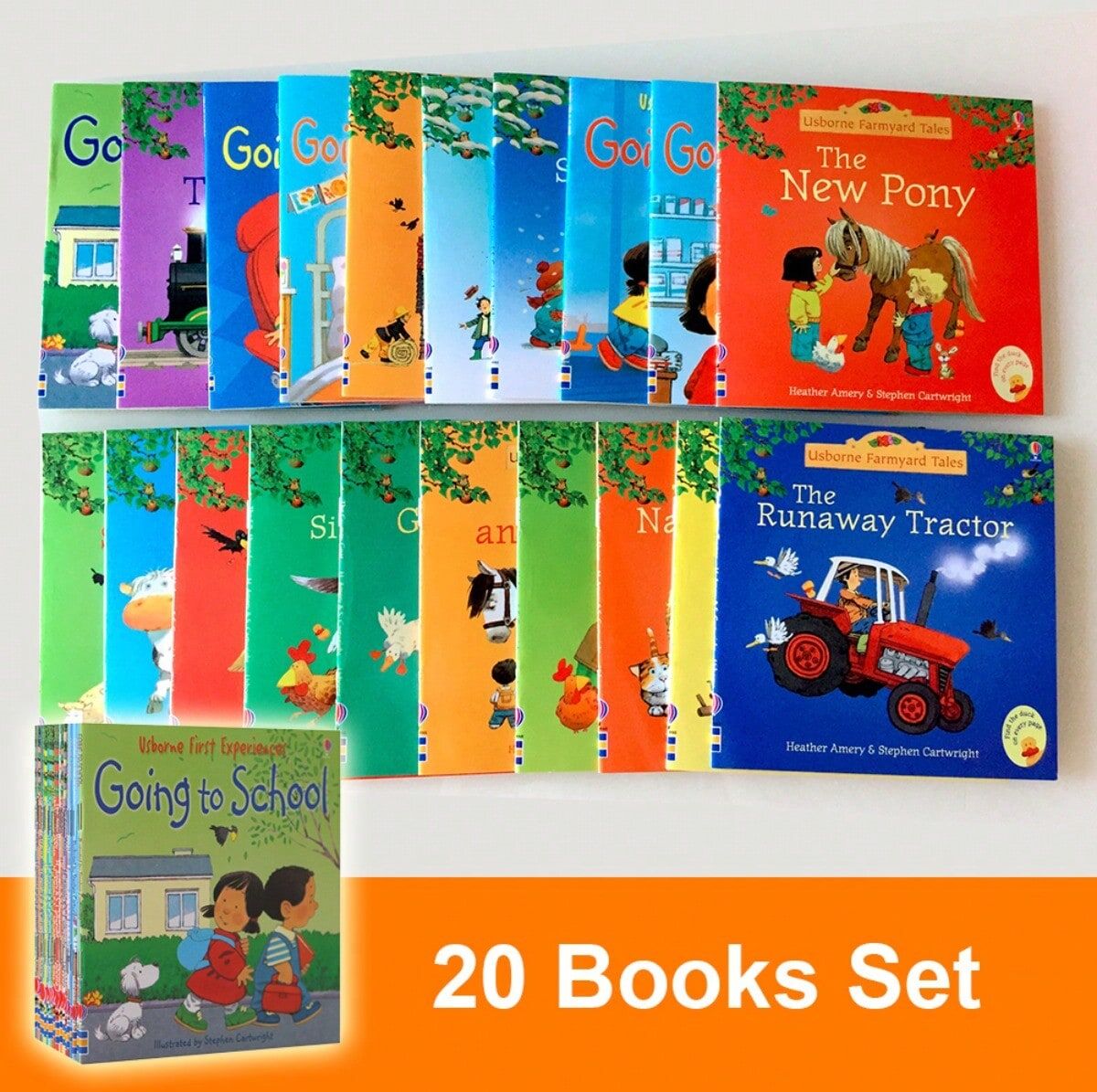 SHEIN 20 Books Usborne Books Kids Farmyard Tales and First Experiences Famous English Story Book Early Education Toys Montessori Apricot one-size