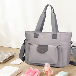 SHEIN 1pc Oxford Cloth Mommy Bag With Large Capacity, Multifunctional Diaper Bag For Travel And Storage Grey one-size