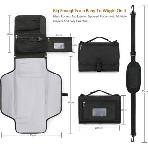 SHEIN Portable Waterproof Diaper Changing Mat, Diaper Bag Black one-size