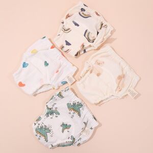 SHEIN 4pcs/set Printed Baby Potty Training Pants, Waterproof Diaper Covers, Grade A Reusable And Washable Cloth Diapers Multicolor L,M,S,XL