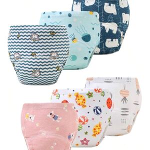 SHEIN 6pcs Baby Toddler Training Pants, Reusable Washable Cloth Diapers With Breathable Design Multicolor 90 yards [under 16 pounds],100 yards [16-25 pounds],110 yards [25-38 pounds]