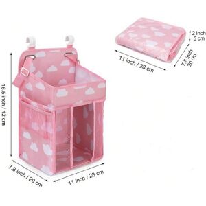 SHEIN Diaper Caddy Hanging Diaper Caddy Organizer, Hanging Nursery Nappy Organiser Diaper Holder Caddy Stacker for Baby Girl Boy Crib Changing Table Playard Wall Baby Shower Gifts Bedside Storage Bag Pink one-size