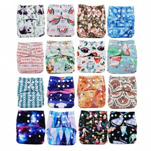 SHEIN 5 pcs Random Prints Baby Cloth Diaper Set - Washable, Reusable & Adjustable - Fits 0-2 Years, 3-15kg/6.6lb-33.1lb Multicolor one-size