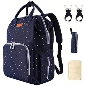 SHEIN Diaper Bag Backpack with USB Charging Port Stroller Straps and Insulated Pocket, Travel Bag Nappy Backpack For Women/Mum Blue one-size