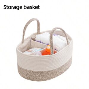 SHEIN Stylish Mother And Baby Diaper Storage Basket, Multi-Functional Compartment Woven Diaper Organizer With Large Capacity Apricot one-size
