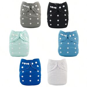SHEIN 6pcs Solid Color Baby Cloth Diapers Baby Boy Nappies Multicolor one-size