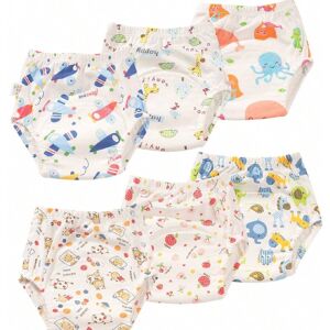 SHEIN 6pcs Baby Training Underwear, Reusable And Washable Diaper Pants Multicolor 90 yards (about 15-20 pounds),100 yards (about 18-28 pounds),110 yards (about 26-34 pounds)