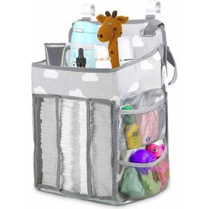 SHEIN Diaper Caddy Hanging Diaper Caddy Organizer, Hanging Nursery Nappy Organiser Diaper Holder Caddy Stacker For Baby Girl Boy Crib Changing Table Playard Wall Baby Shower Gifts Bedside Storage Bag Grey one-size