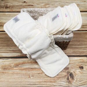 SHEIN 4pcs Baby Reusable Nappy Insert With Elastic For Washable Cloth Diaper Bamboo Fibre 5 Layers High Absorbency Pads Beige one-size