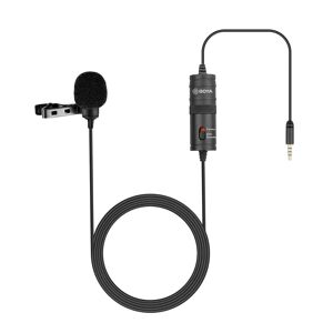 SHEIN BOYA BY-M1 Condenser Lavaller Lapel Clip-on Microphone 35mm TRRS 6M Mic Compatible With PC iphone DSLR Camera Recording Streaming Black 3.5mm