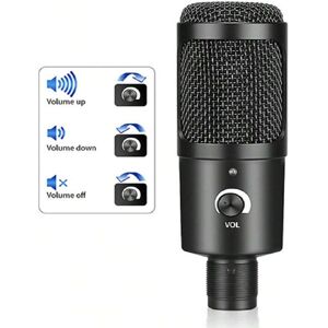 SHEIN Bm-800 USB Condenser Microphone Kit For Computer Noise Reduction High Sampling Rate Mic For Recording, Live Broadcasting, Karaoke Black Type C,3.5mm