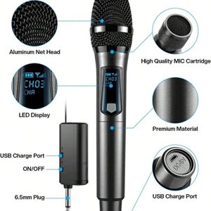 SHEIN Portable Wireless Microphone With Charging Function, Can Be Used At Home & Outdoors, Support Dual Mic Connection (one Device Can Connect Two Mics) Black Android