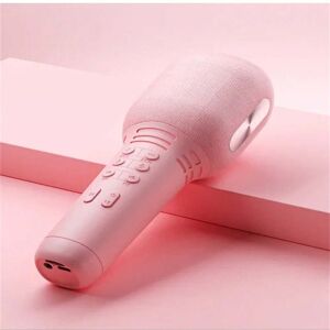 SHEIN Wireless Karaoke Microphone USB Handheld Condenser Mic Portable Professional Speaker Mini Home KTV Player Singing Pink Type C