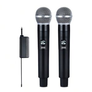 SHEIN Kaschun K5 Professional Portable Dual Wireless Microphone System With Wireless Receiver For Ktv, Family Karaoke, Performance, Stage Black