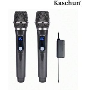 SHEIN Kaschun Dx-01 Professional Dual Wireless Microphone Set With Portable Receiver, Ideal For Ktv, Home Karaoke, Stage Performance Black