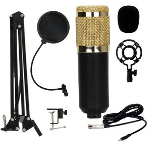 SHEIN Kaschun Bm800 Condenser Microphone With Suspension Boom Arm Stand V8 English Sound Card Phone Computer Usb Universal Mic Black