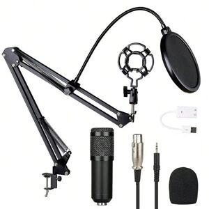 SHEIN Lmbgm Bm800 Condenser Microphone Computer Live Streaming K Song Recording Mic With Arm Stand Kit Black